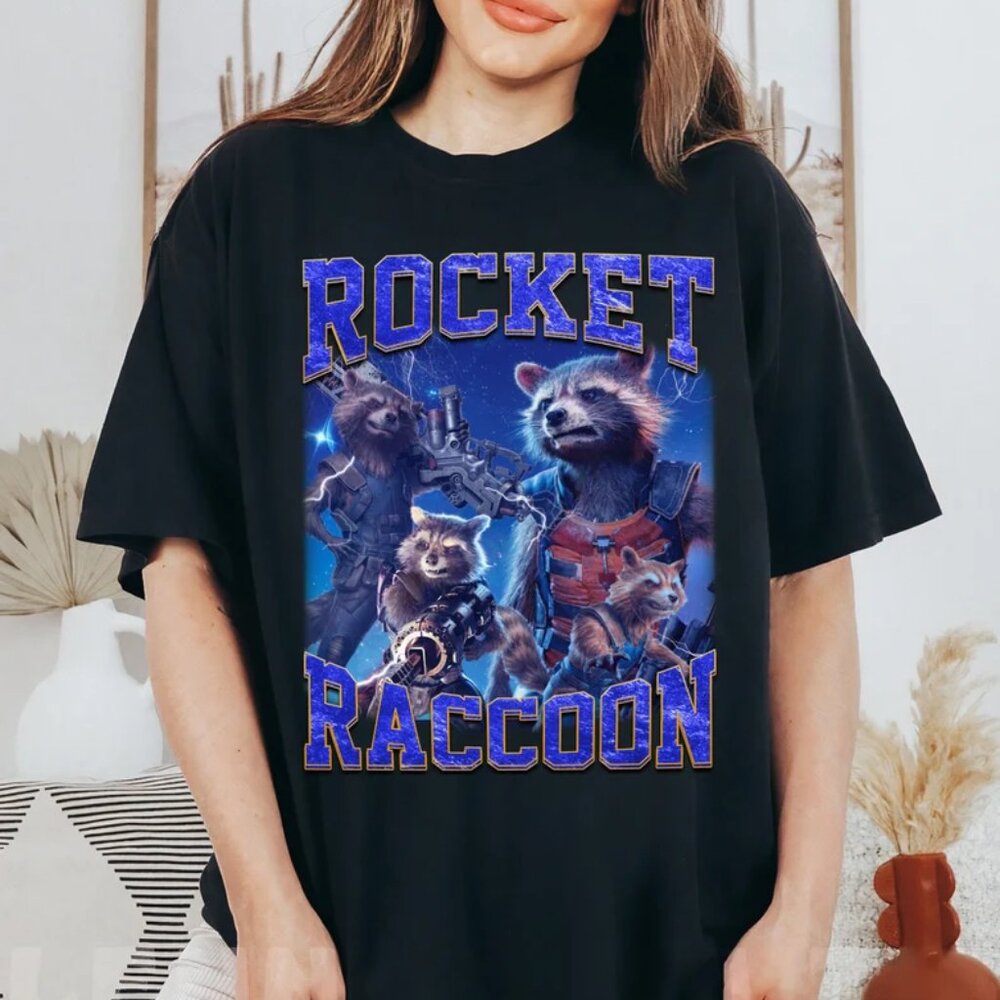 Rocket Raccoon Poster Marvel Guardians Of The Galaxy Shirt, Disneyland Family Ma